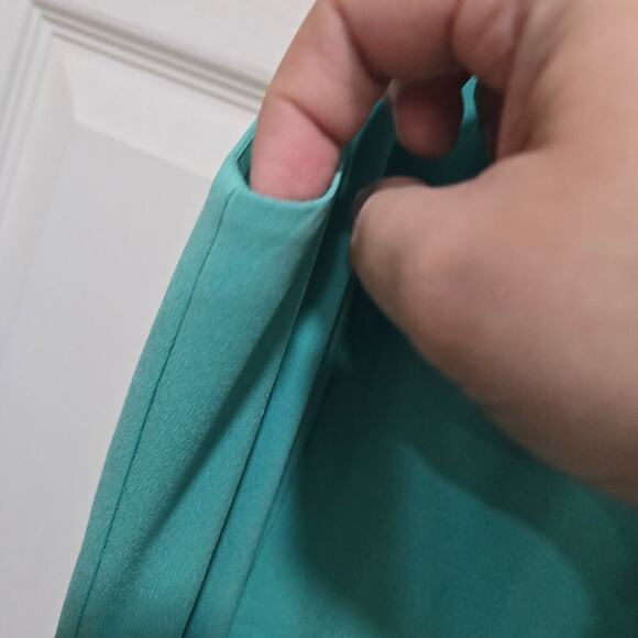 Ann Taylor dress womens size 8 blue green flutter sleeve church career sheath - Picture 7 of 9